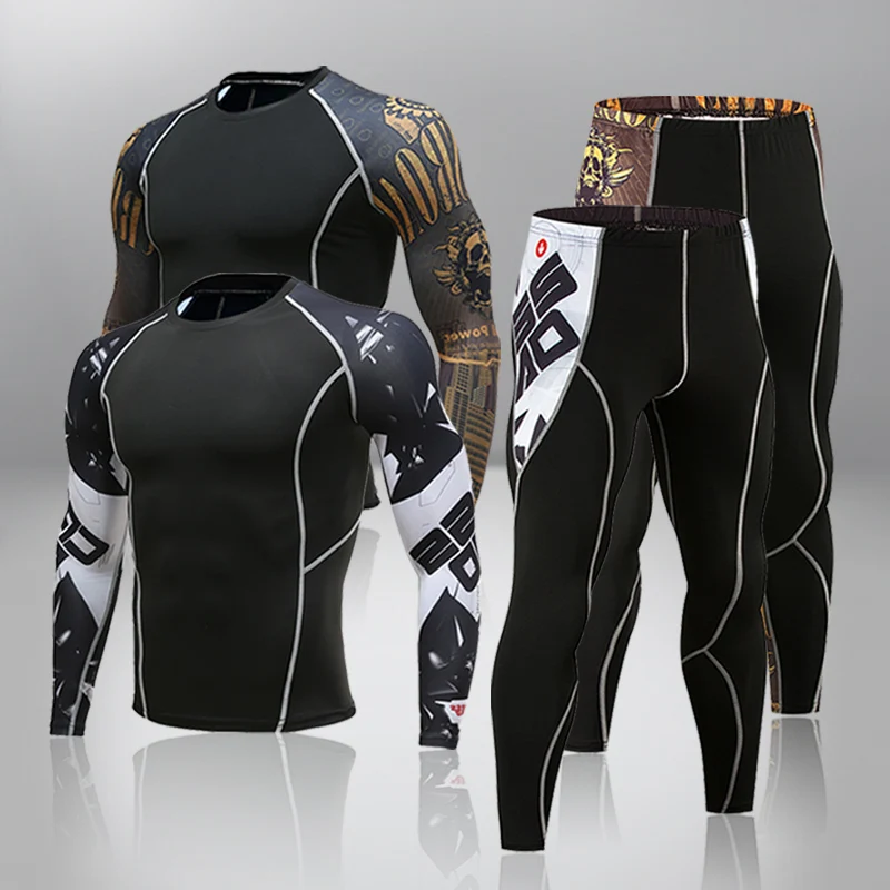 

New Men's Thermal Underwear Sets Compression Sport Suit Sweat Quick Drying Thermo Underwear Men Clothing Long Johns Sets