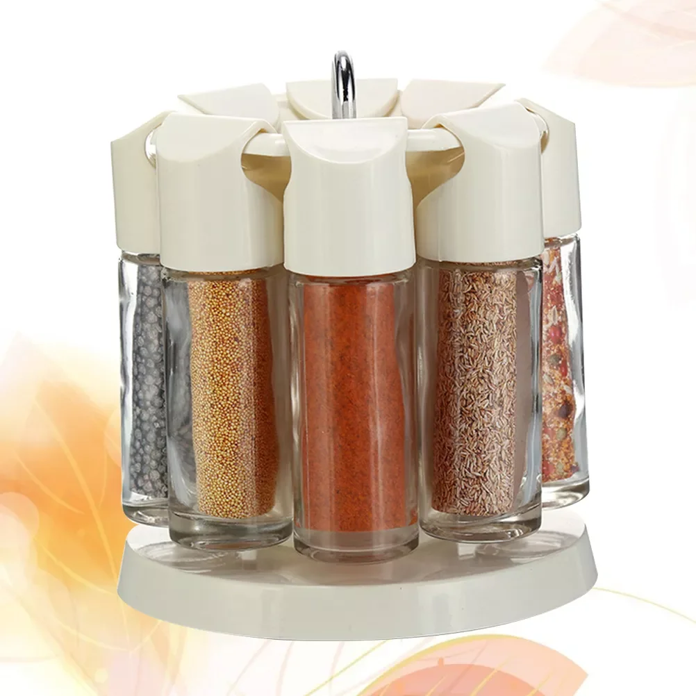 

1 Set 360-Degree Rotating Kitchen Barbecue Seasoning Bottles Cruets Kitchen Storage Rack