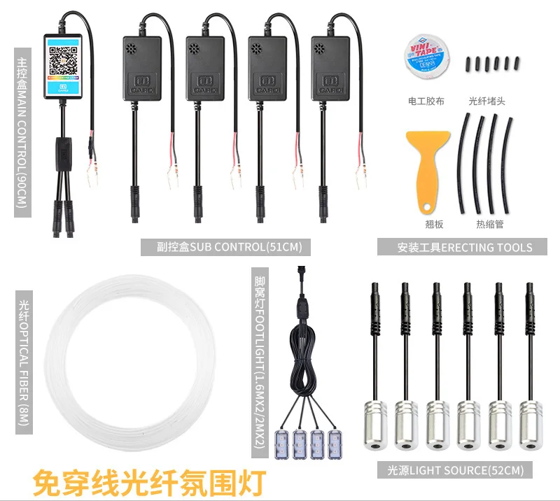 

Interior ambient lights decoration car festoon interior rgb fiber optic led lights strip remote