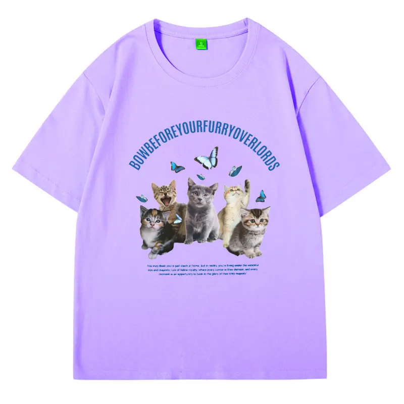 Футболка Мужская/женская оверсайз с рисунком кошки и забавного котёнка модная
