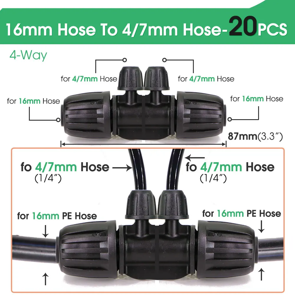 

Соединитель для садовой воды MUCIAKIE черный пластик 20/30 шт
