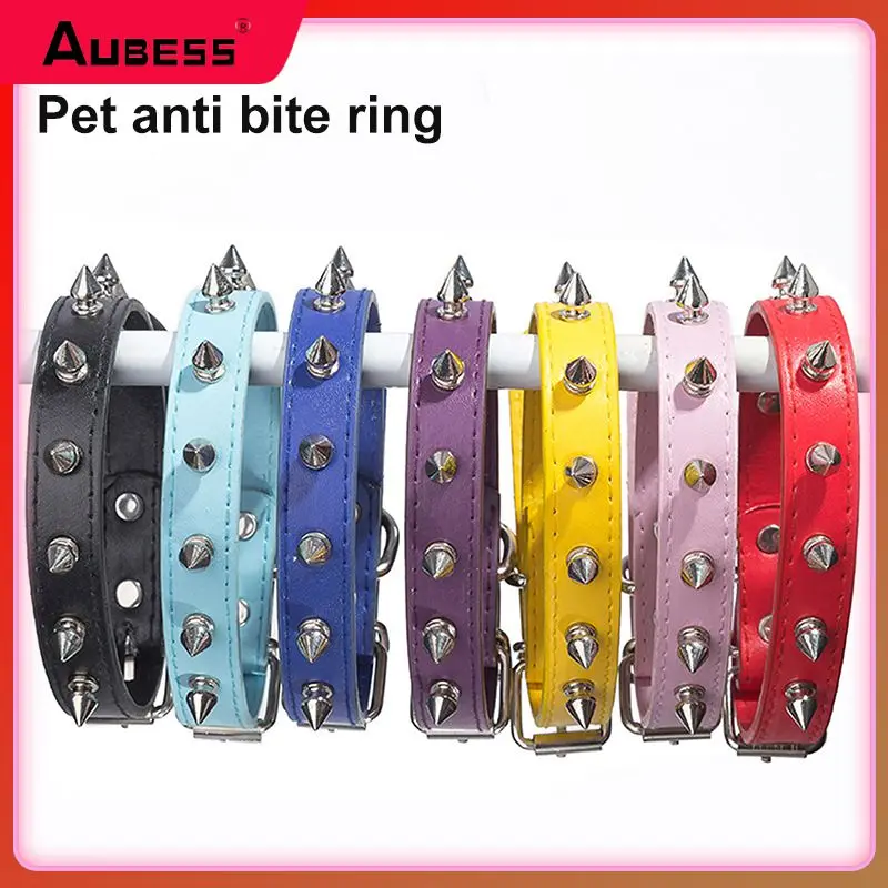 

Anti Biting Dog Cat Collar Spiked Studded Leather Soft Comfortable Pet Collars For Small Medium Large Dogs Walking Run Cats