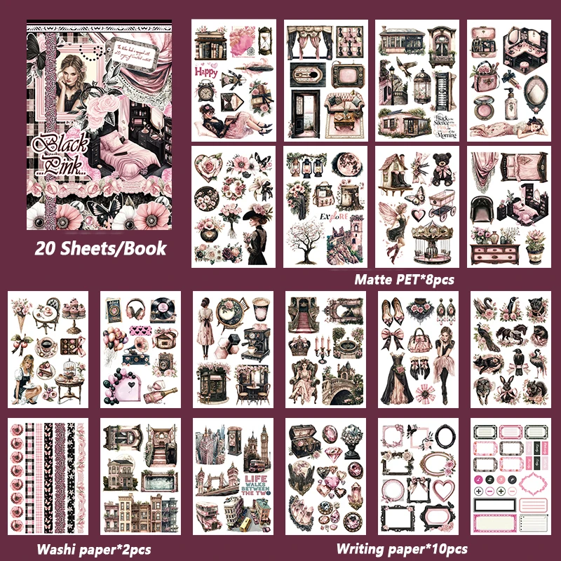 

20 Листов Большого Размера, Водонепроницаемые Двойные Материалы, Канцелярские Наклейки Для Дома, Животных, Книг, Женщин