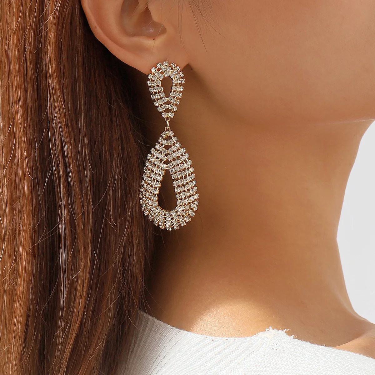 

Elegent Crystal Long Drop Earrings for Women Wedding Dangle Earrings Party Fashion Jewelry Accessories Gift
