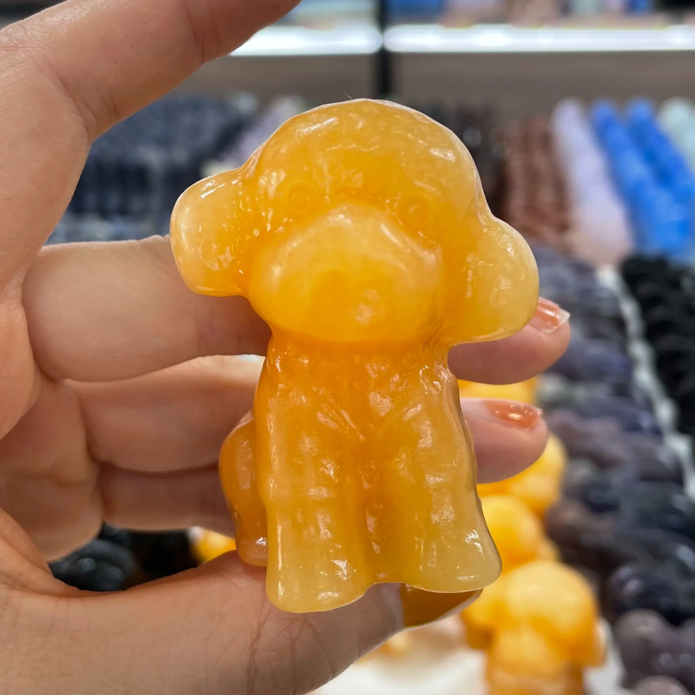 

55-60mm Cute teddy dog Carving Ornament Natural Crystal jade teddy dog Home Decorations DIY Gift 1pcs