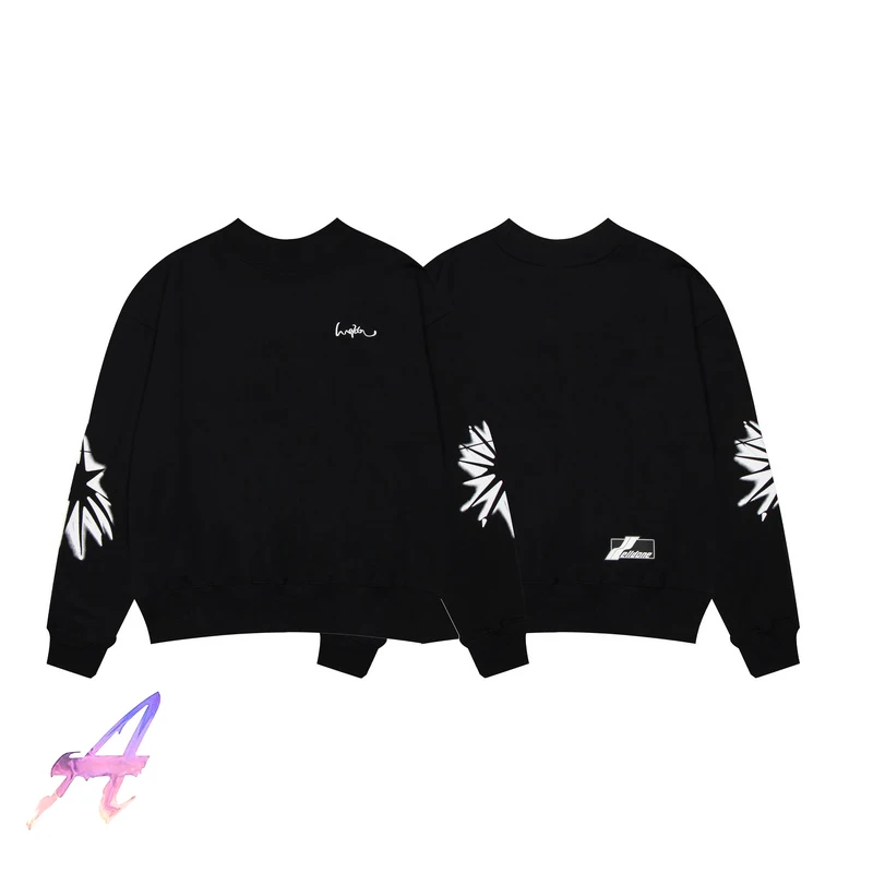 

Свитшот We11done оверсайз, махровый пуловер свободного кроя с круглым вырезом, уличная одежда, Черный свитшот для мужчин и женщин