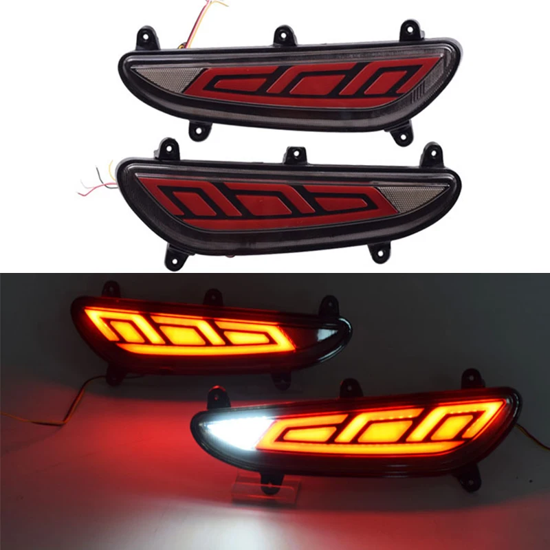 2 Pcs New 3 Functions Auto Rear Bumper Warning Light for Hyundai I20 2018 Durable Brake Signal Light Fog Lamp Replacement Parts