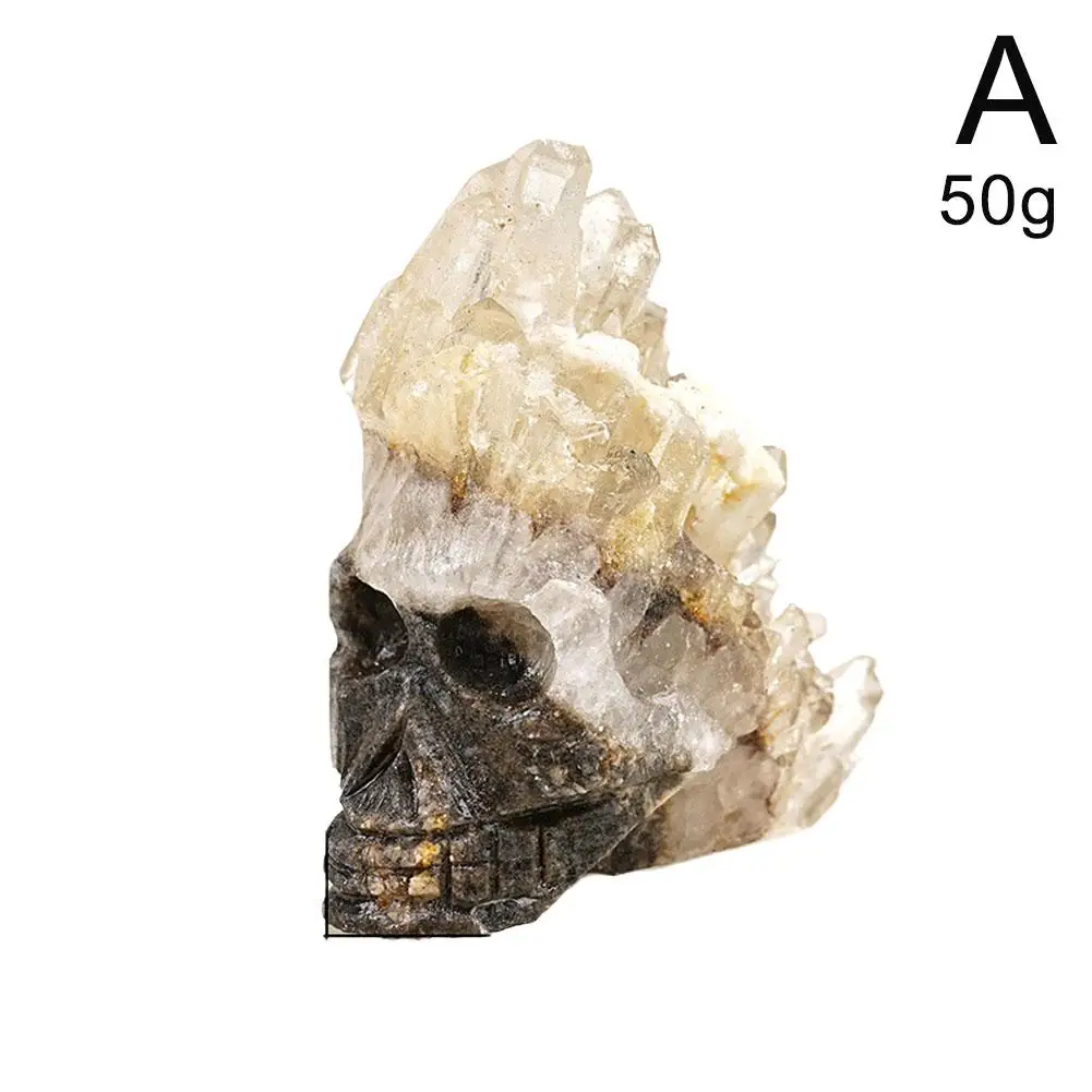 Натуральный НОВЫЙ Кристалл Резьба Череп Камень Прозрачный Кварцевый Инструмент