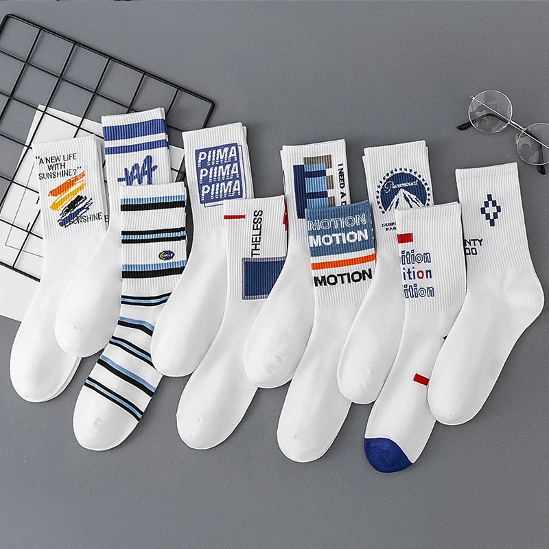 

Fashion Student Couple Stockings White Cotton Socks Mid-tube Sports Socks Summer Men's Socks Cycling Socks Wholesale 35-44 Size