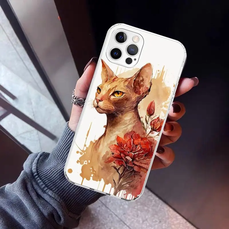 Lavaza Sphynx Sphinx Cat Phone Case for Apple iPhone 16 15 14 Plus 13 12 Mini 11 Pro Max X XR XS 7 + 7G 8G SE 2020 Soft Cover