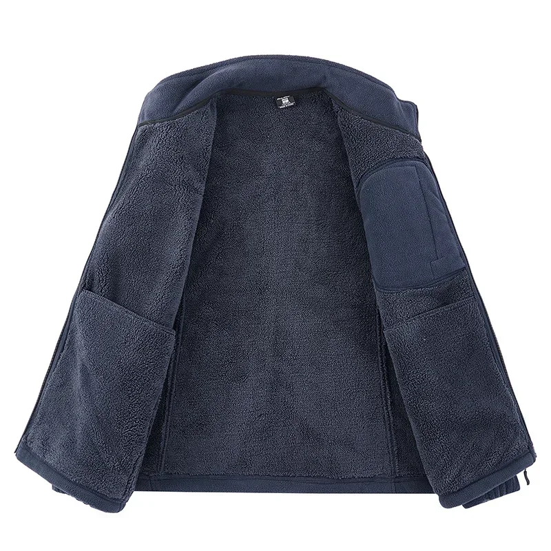 Куртка мужская флисовая Повседневный свитер пальто с флисовой подкладкой теплая