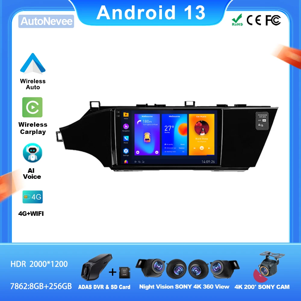 

Android For Toyota Avalon 4 IV XX40 2012-2018 Car Auto Carplay Radio Stereo Head Unit Multimedia Player GPS Navigation No DVD BT