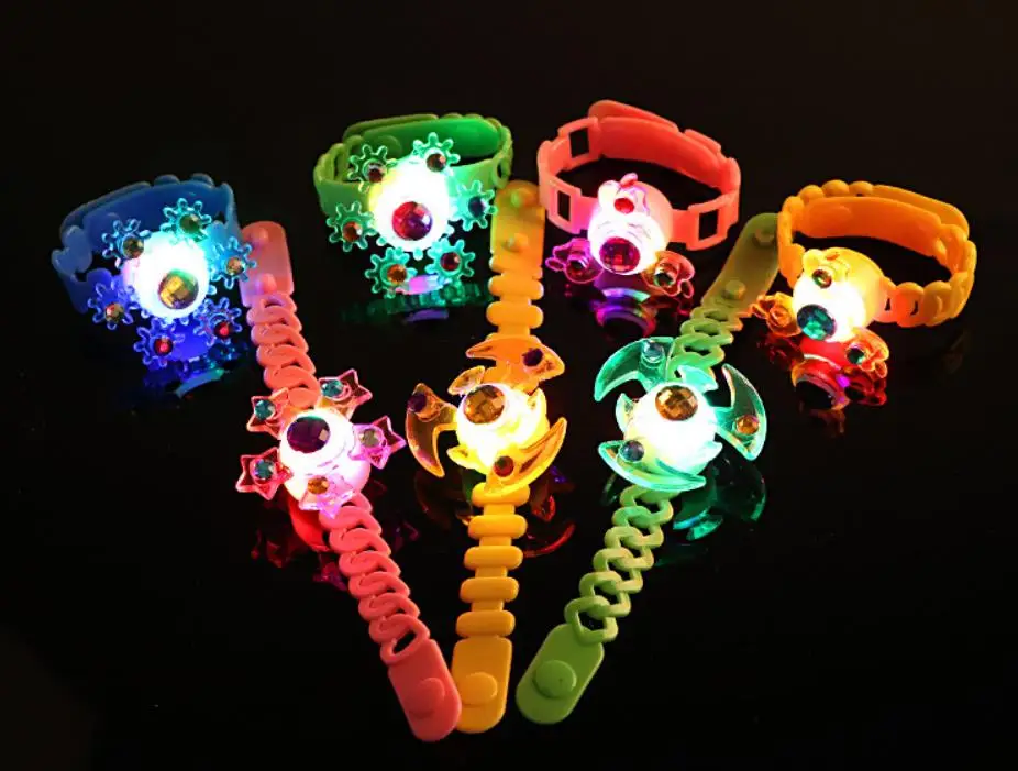 

25pcs Led Spinner Bracelet Rave Party Glowing Flash Crystal Wristband Adjustable Halloween Christmas Birthday Hunt Treasure