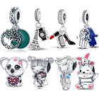 Горячая Распродажа 100% настоящие 925 пробы серебряные бусины в форме сердца с животными подходят к оригинальному браслету Pandora Сделай Сам Изготовление ювелирных изделий для женщин подарок
