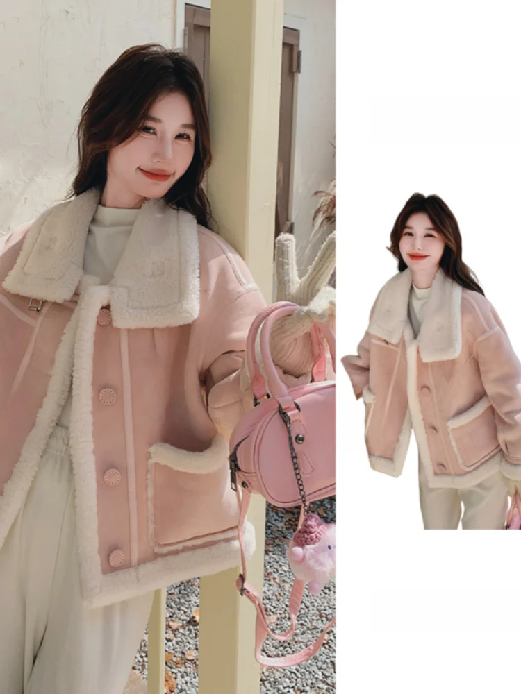 Изящная меховая замшевая верхняя одежда для женщин зима 2024 новая популярная