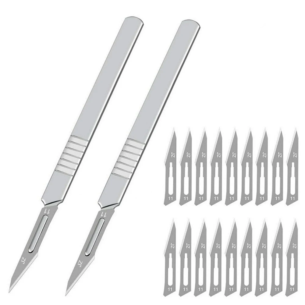 

20pcs Carbon Steel Carving Blades + 2pc Handle DIY Cutting PCB Repair Non-Slip Operation Knife Paper Cutting Knife Hand Tools