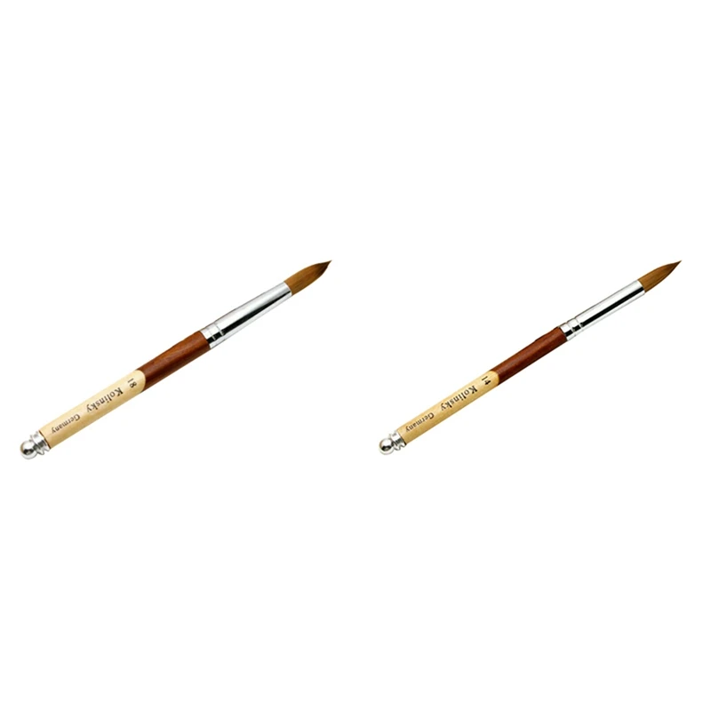 

2 Pcs Acrylic Crimped Nail Brush Nail Art Brush With Acrylic Handle, 18 & 14