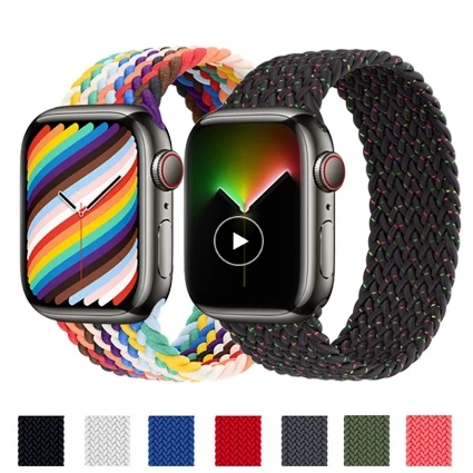Ремешок Соло для Apple Watch band плетеный браслет iWatch Series 7 6 8 4 5 SE Ultra 45 мм 41 40 44 38 42 49 -