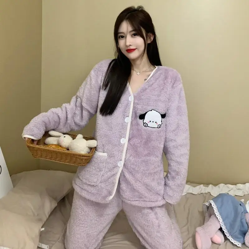 

Милый фланелевый плюшевый кардиган Sanrio, почтовый кардиган, утепленный, сохраняющий тепло, рождественский подарок для девушки