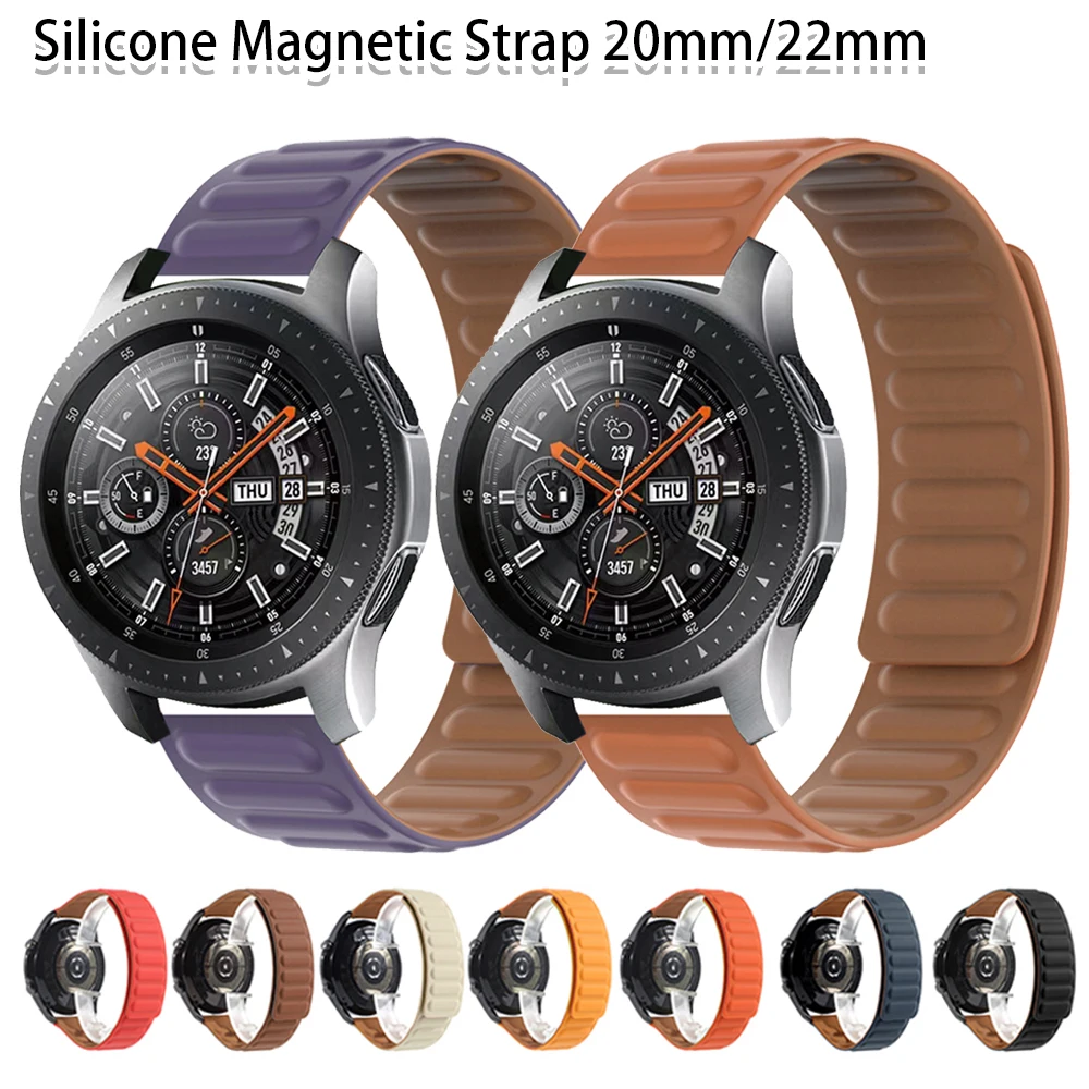

Ремешок силиконовый магнитный для Samsung Galaxy Watch 4 5 Pro Active 2 Gear S3, браслет для HUAWEI GT 2 3 Pro, 22 мм 20 мм