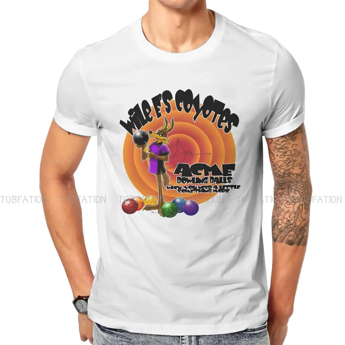 

Wile E. Coyote and the Road Runner Crewneck TShirts Bowling Balls Distinctive Men's T Shirt New Trend Tops Size S-6XL