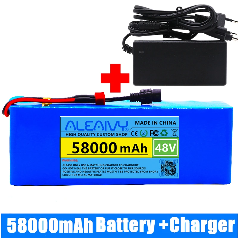 

48v 58Ah lithium ion battery 58000mAh 1000w 13S3P Li ion Battery Pack For 54.6v E-bike Electric bicycle Scooter with BMS+Charger