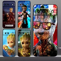 guardians of the galaxy hero groot phone case for google pixel 7 6 pro 6a 5a 5 4 4a xl 5g black shockproof silicone tpu cover