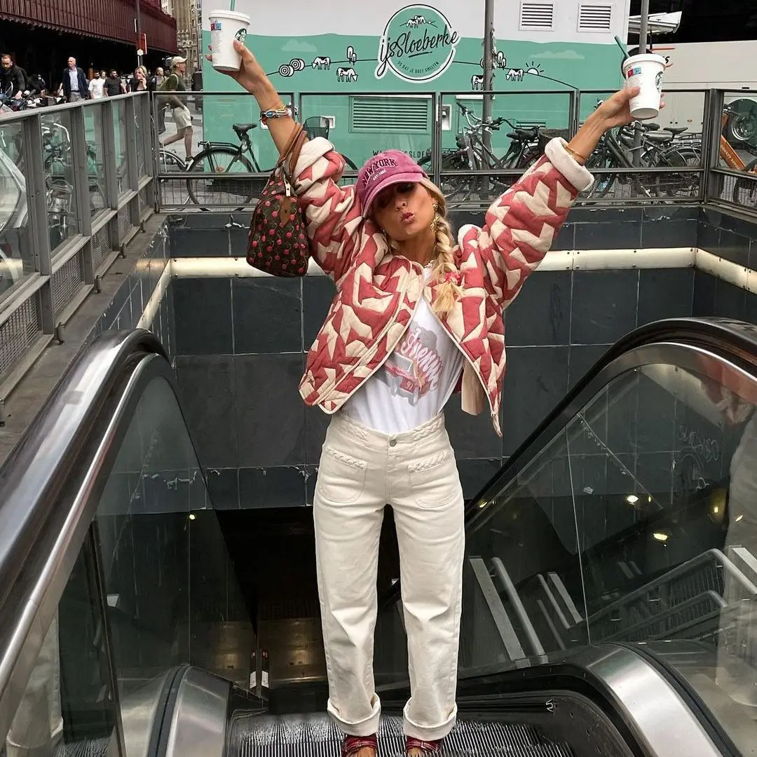 

Женское осеннее теплое хлопковое пальто с принтом, модная повседневная куртка с длинным рукавом и открытым спереди, Женская винтажная шикарная уличная одежда, 2023