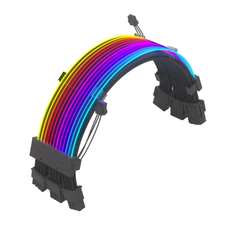 

2023 New 18AWG ARGB Motherboard Power Supply Extension Cable 3x8Pin 24PIN VGA GPU RGB PC Modules Extension Cable for PC