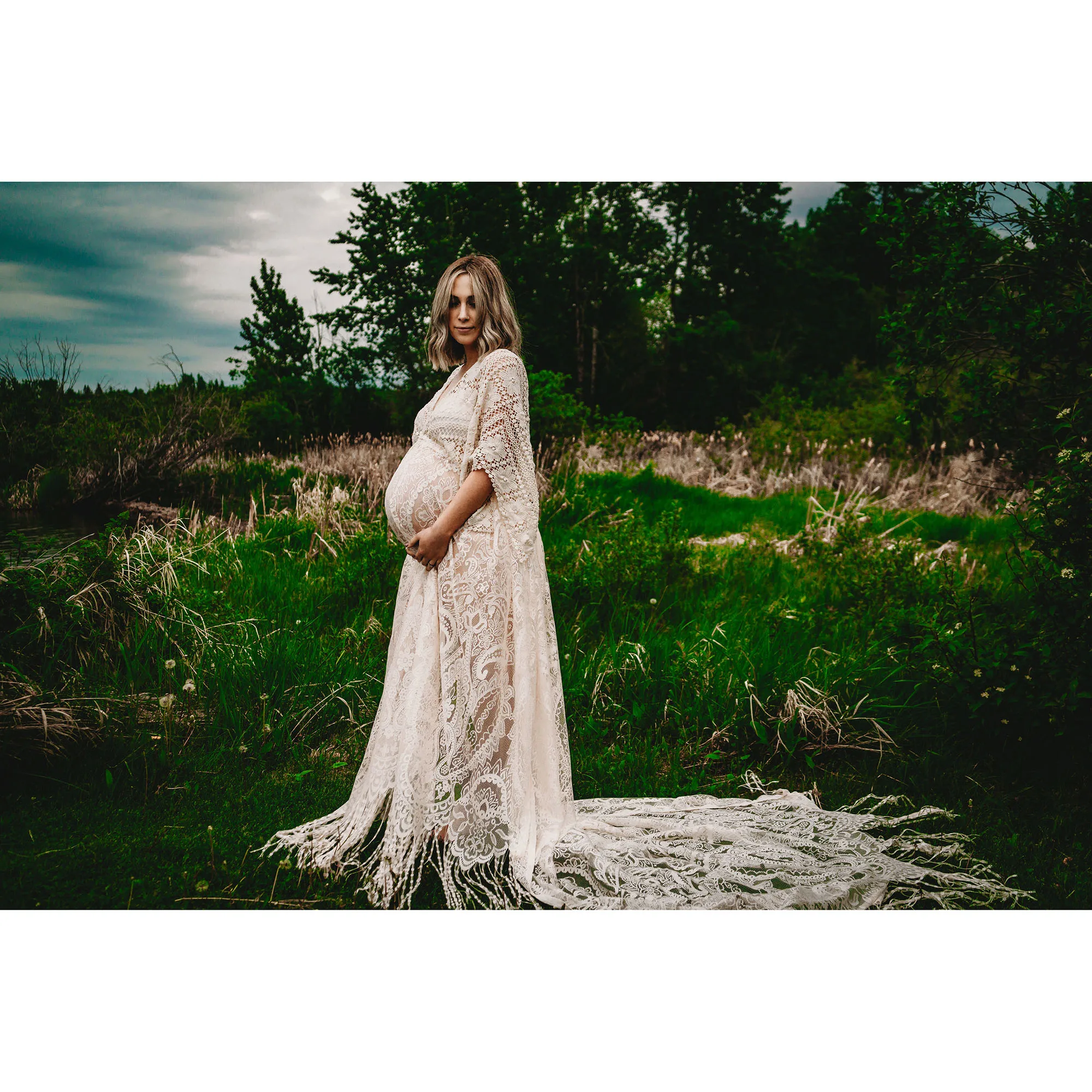 Don&Judy Embroidery V-neck Boho Lace Maternity Dress Pregnancy Party Sexy Photography Robe Maxi Long Gown Women Photo Shooting