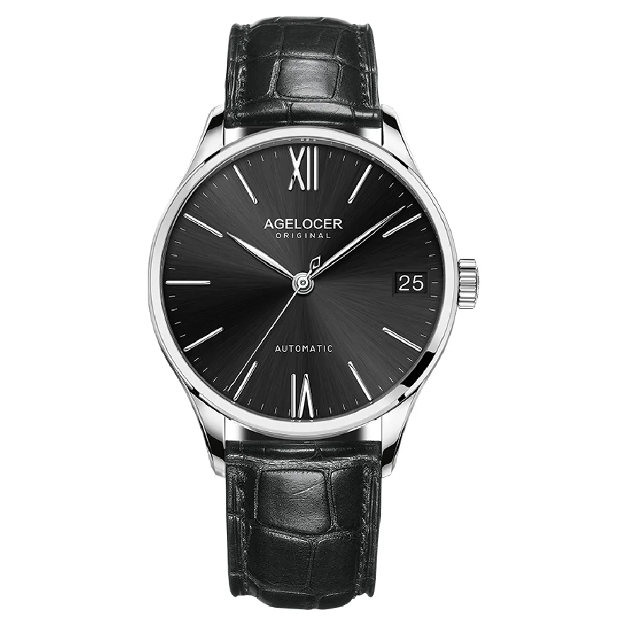 

Military Sport Watches Men Black Fashion Casual Army AGELOCER Luxury Leather Watch Male Clock Wristwatch Power Reserve 80 Hours