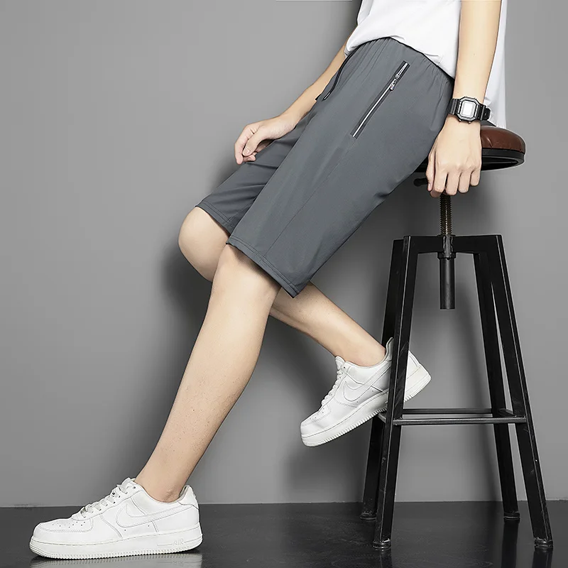 

Men's Summer Casual Thin Trendy Sports Pants Youth Loose Straight Solid Color Shorts Fashion