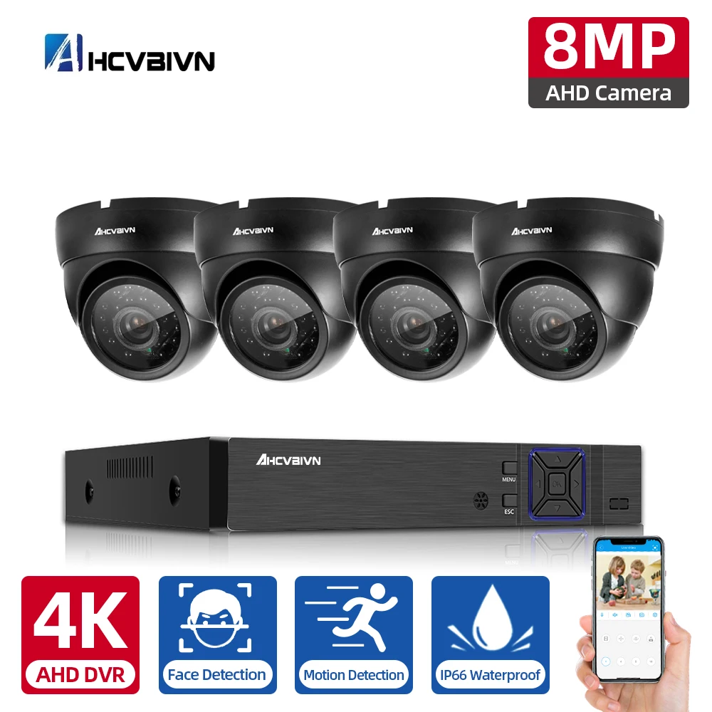 

Камера видеонаблюдения с функцией распознавания лица, 4K, 4 канала, 8 МП