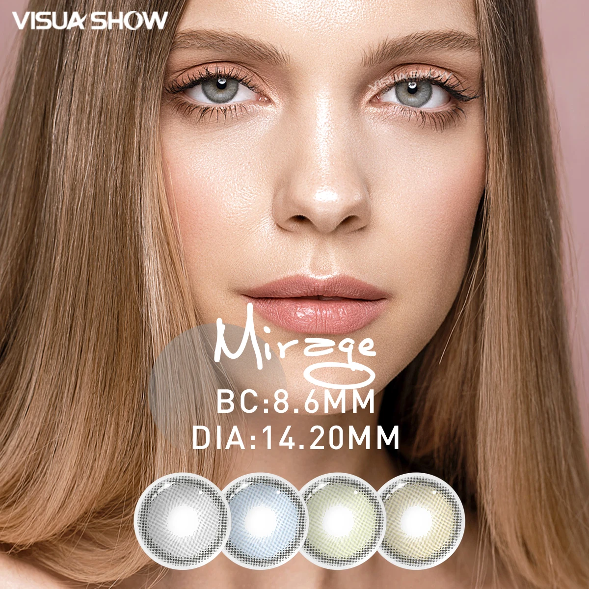 

Цветные контактные линзы VISUASHOW Mirage, контактные линзы для близорукости с диоптриями, натуральные контактные линзы для глаз, 2 шт. на весь год