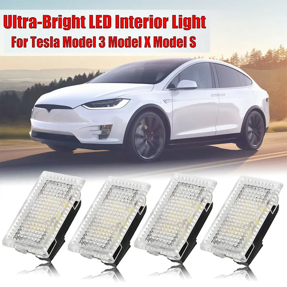 

Interior Car Lights 4Pcs Ultra Bright LED Lights White for Tesla Model 3 S X Y Tesla Model 3 Y Accessories