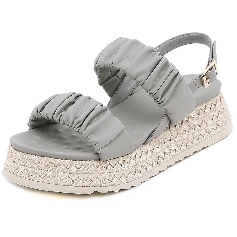 

Новинка 2022, летняя модная простая уличная одежда на толстой подошве, Корейская версия, пляжные повседневные сандалии, женская обувь