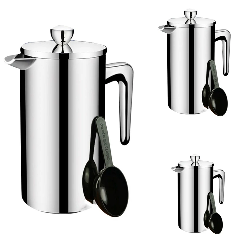 

French Press Coffee Maker Stainless Steel Coffee Percolator Pot,Double Wall & Large Capacity Coffee Containers