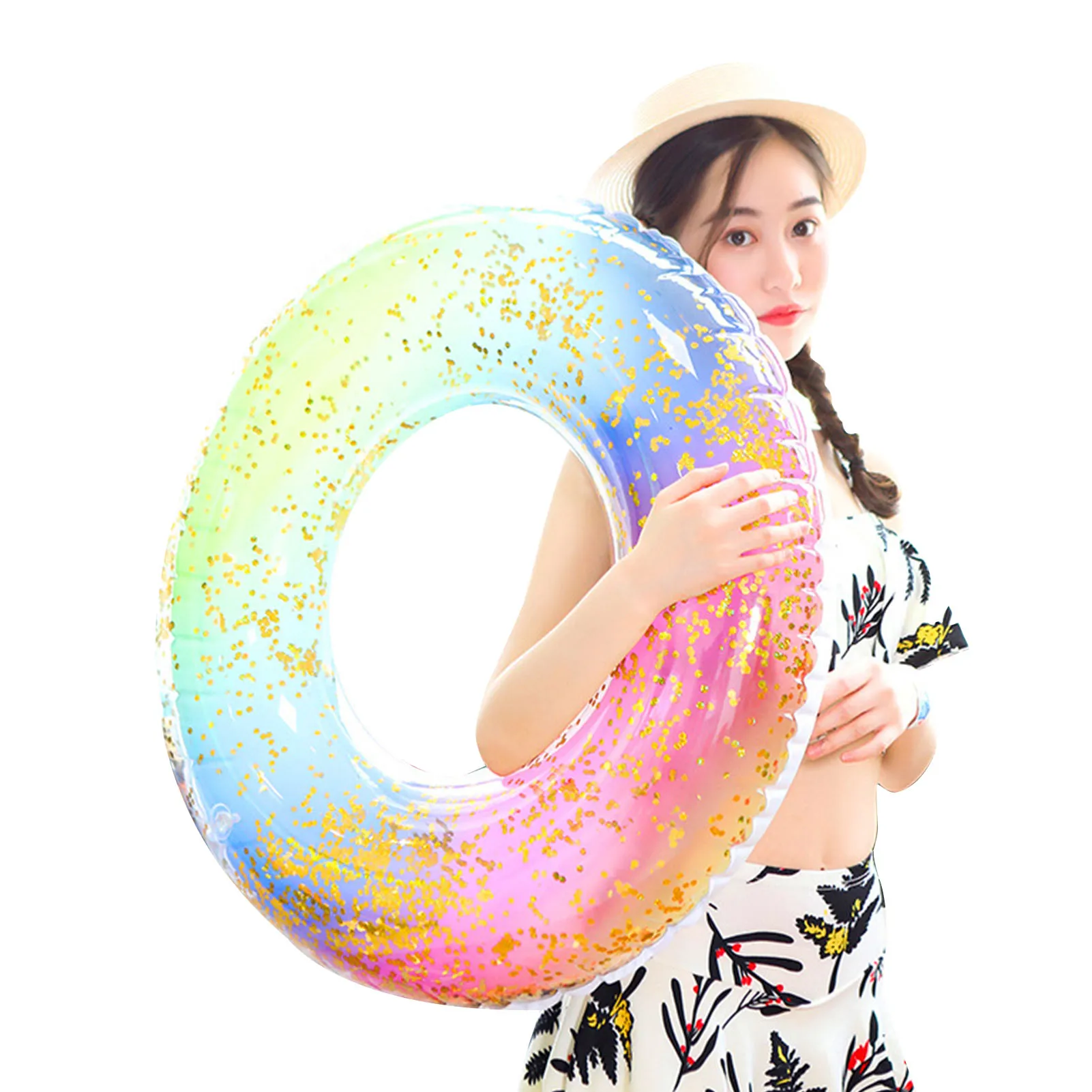 

Поплавки для бассейна, плавательное кольцо, Сияющие блестящие поплавки для бассейна, размер 80/ 90, летние пляжные поплавки