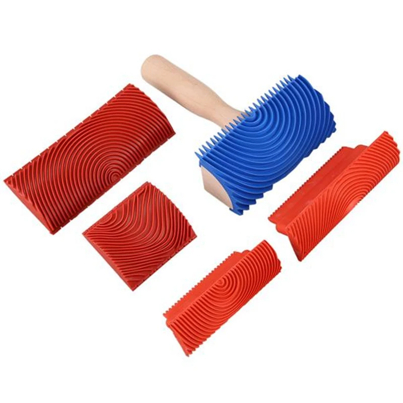 

1Set Wood Roller Texture Tool Wall Paint Wood Roller Rubber Texture Painting Tool