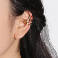 2pc elegant flowers leaf rainbow crystal ear cuffs for women wrap cuff clip on earrings no piercing fake earring wedding jewelry