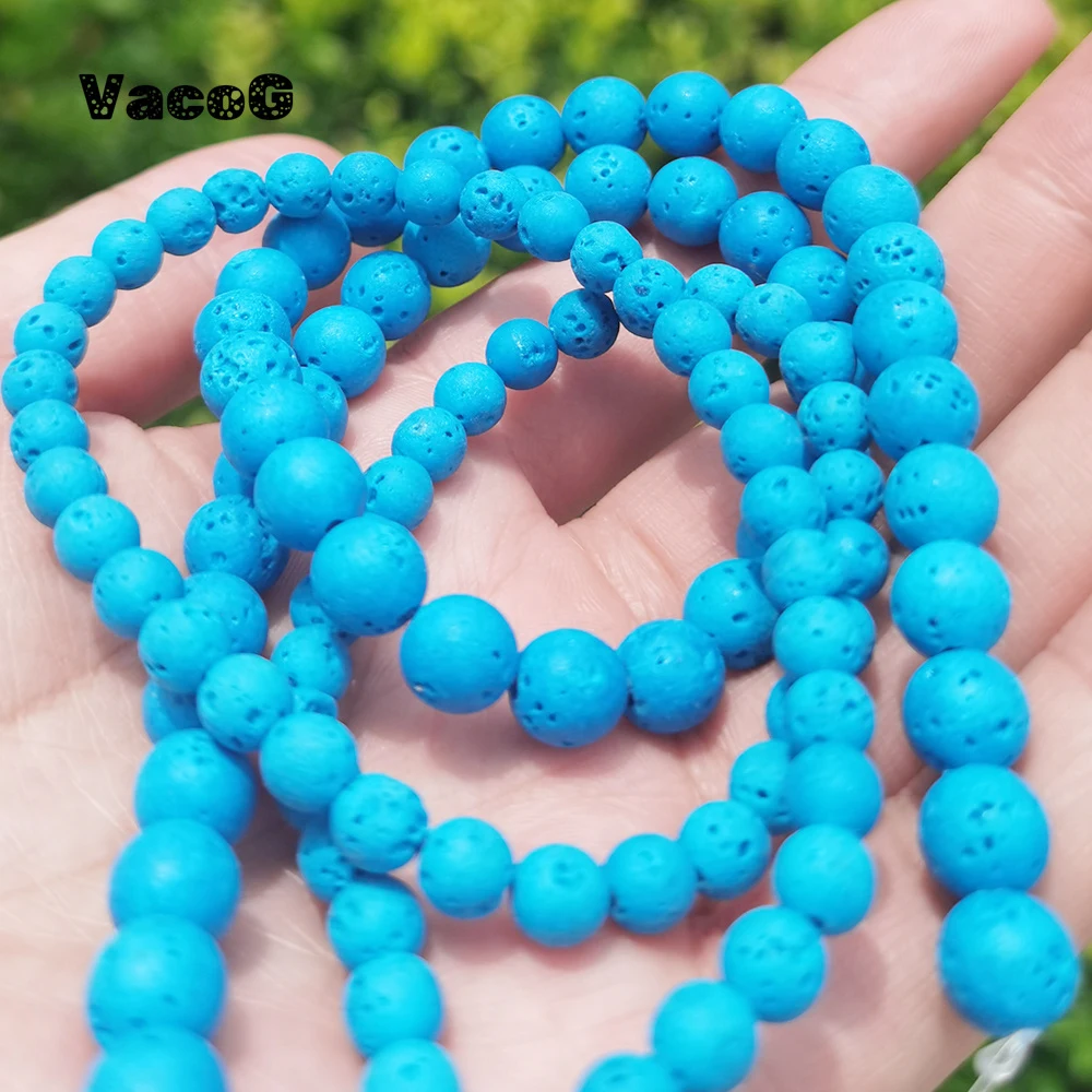 

Natural Lava volcanic Stone Round Loose Stone Beads For Jewelry Making DIY Bracelet Earrings Accessories 4/6/8/10 MM
