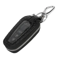 fast production customized genuine leather zipper leather key car key remote case leather