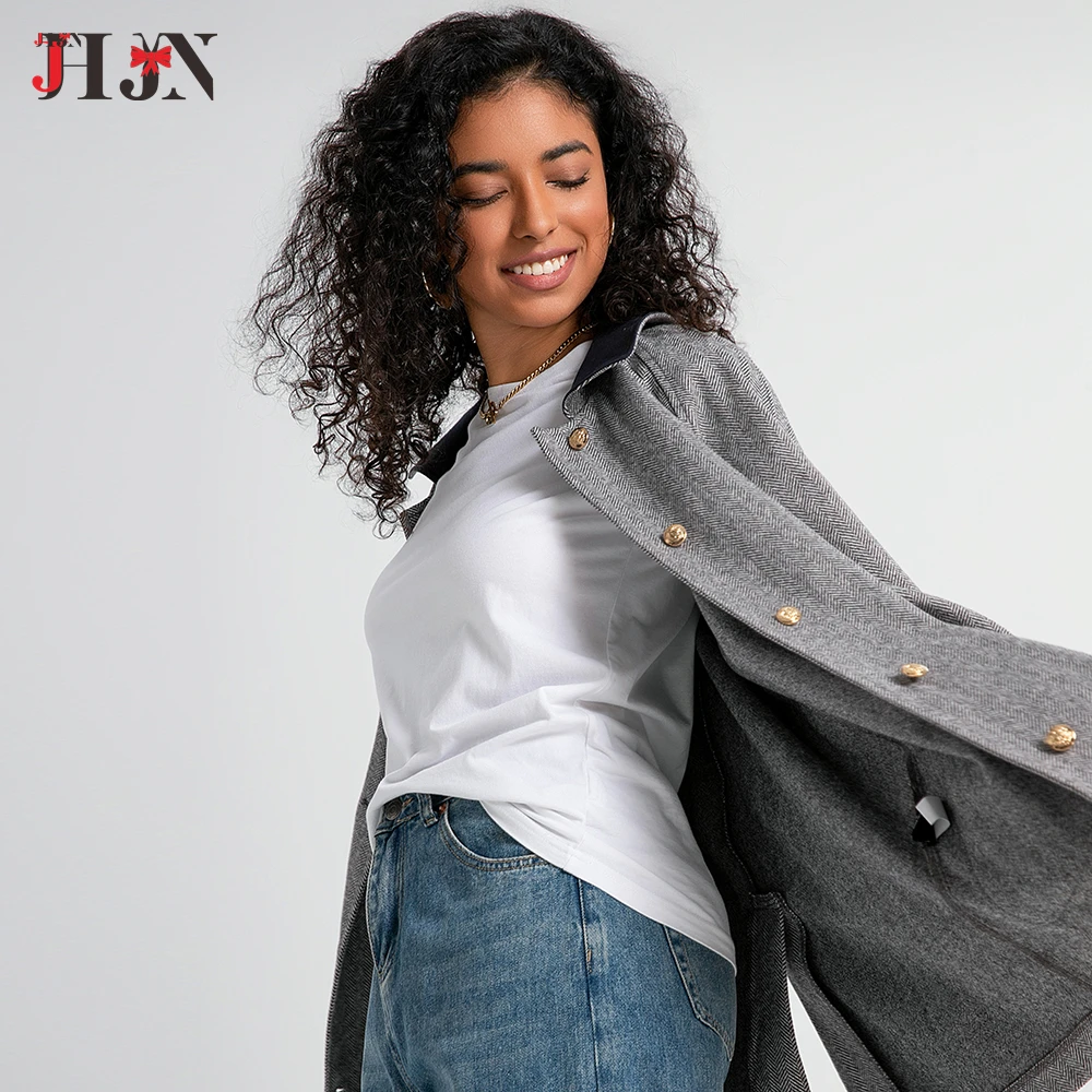 2024 весна-осень новая корейская модная женская хлопковая джинсовая рубашка с