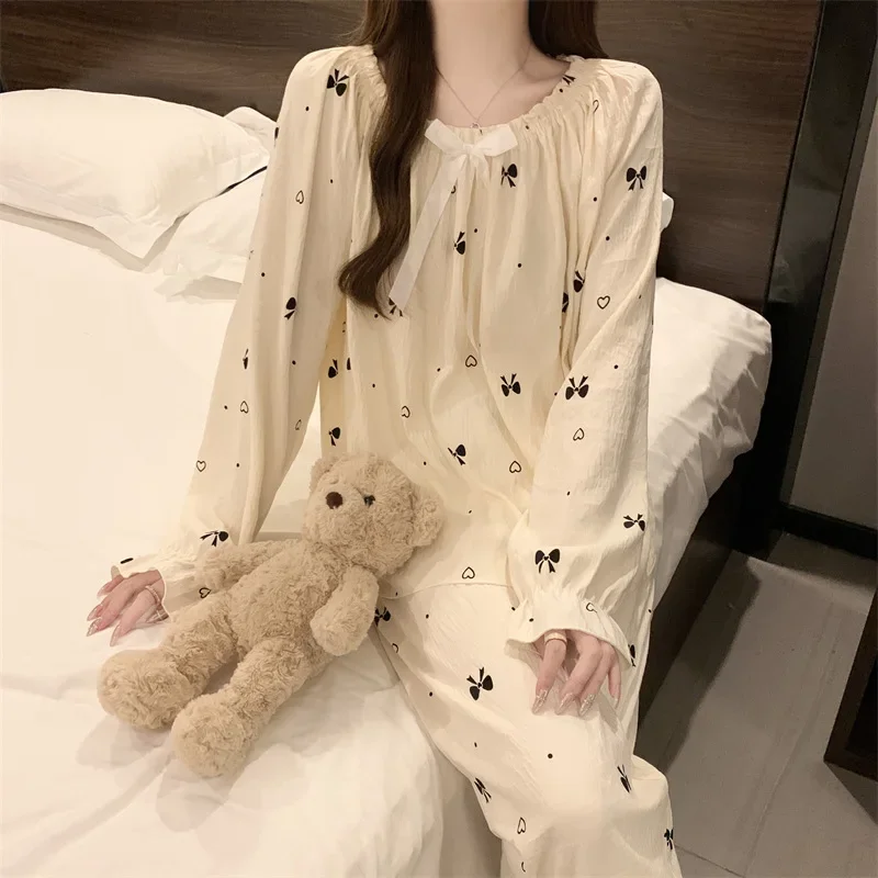 Новая женская одежда для сна Sweet Bow Prince с длинными рукавами тонкий стиль
