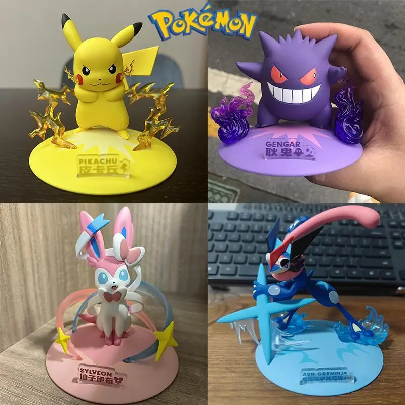 

In Stock Genuine Trendy Collection Pokemon Pikachu Gengar Sylveon Scorbunny Action Figure Toy Model Anime Figure Doll Model