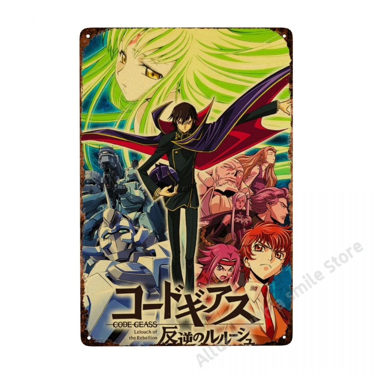 

Code Geass Lelouch of the Rebellion - Vintage Metal Tin Sign Poster Plaque Wall Decor Bar Cafe Garden Outdoor Decor Garage