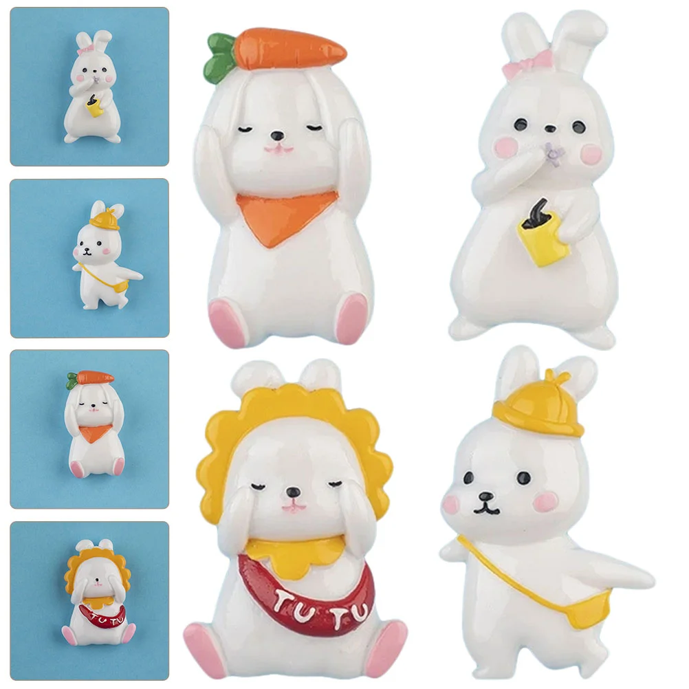 

4 Pcs Bunny Fridge Magnets Fridge Decor Resin Rabbit Figurines White Board Magnets Multifunction Animal Fridge Magnet