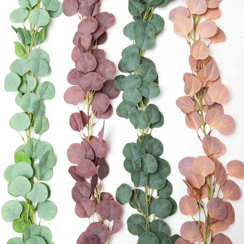 

1m Artificial Eucalyptus Vine Multicolor Garland Fake Ivy Rattan Silk Leaf Wreath for Wedding Home Decoration Wall Hanging Decor