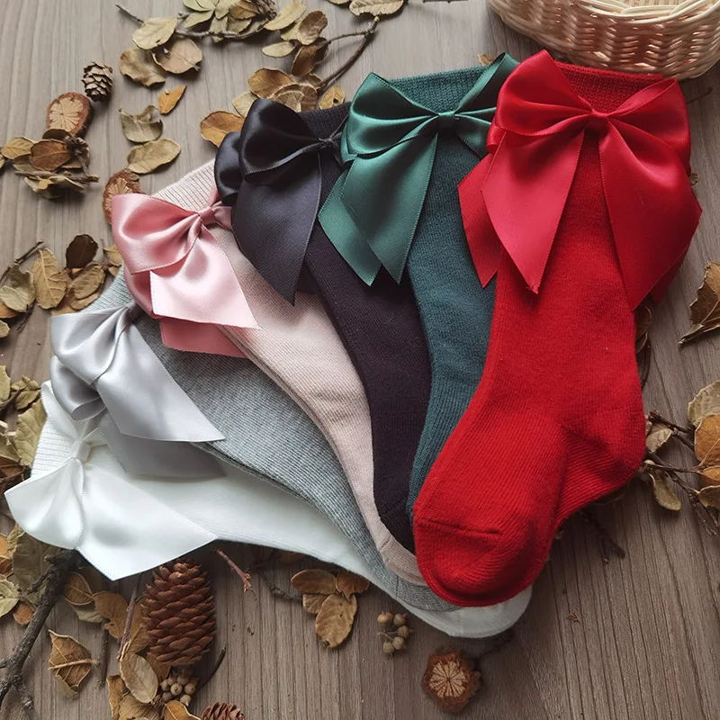 

Baby Girls Socks Autumn Toddler Big Bow Knee High Long Soft Cute Kids Christmas Sock Cotton Red Newborn Socken For 0-5Years