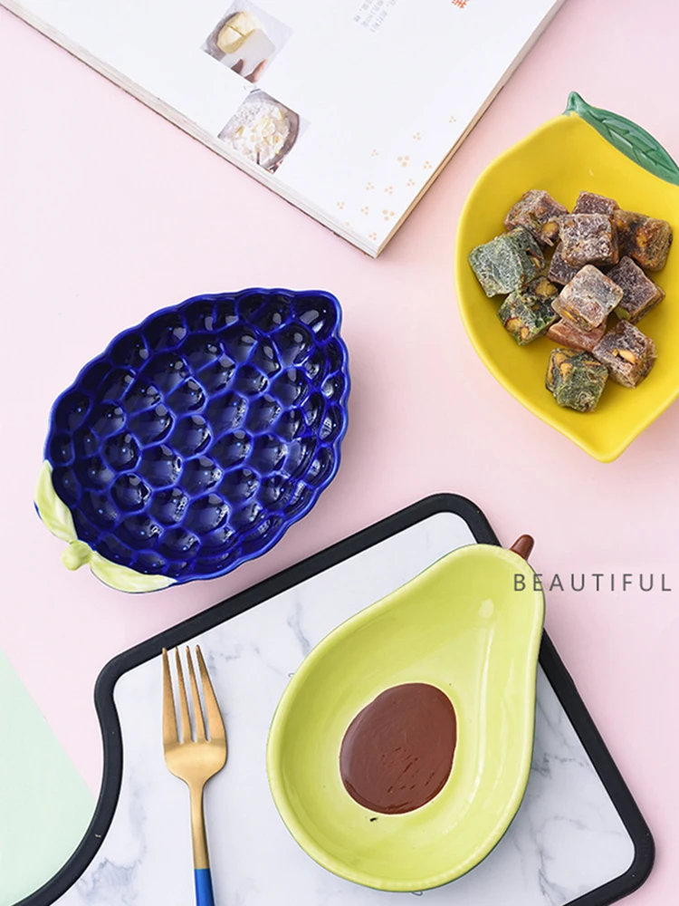 

Novelty Grape Shape Ceramic Fruit Salad Bowl Snack Dish Nordic Lemon Creative Breakfast Cereal Dessert Plate Tableware Supplies